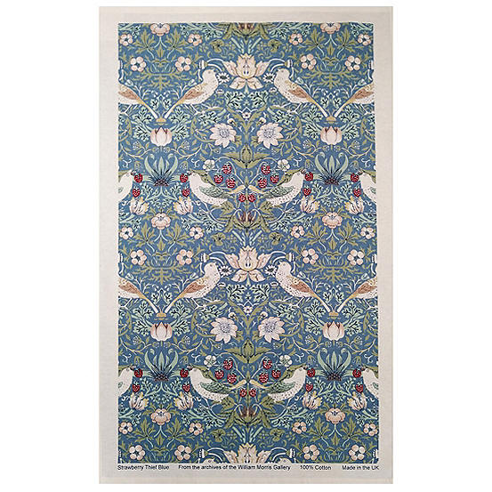 Set of 2 Blue Strawberry Thief Tea Towels by William Morris