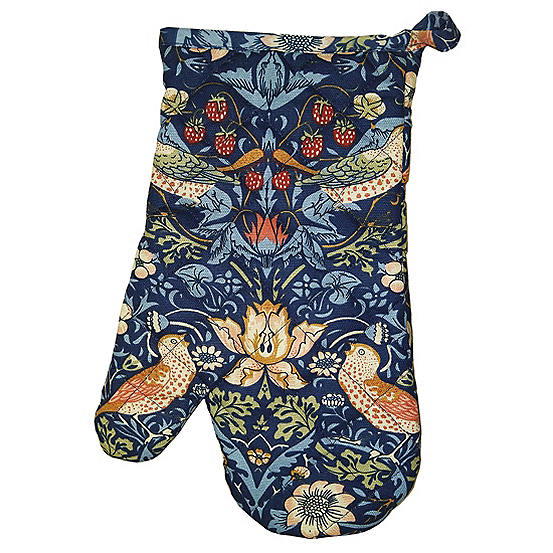 Set of 2 Navy Strawberry Thief Single Oven Mitts by William Morris