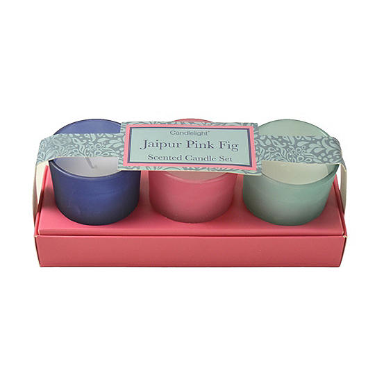 Set of 3 Mini Scented Candle Votive Set Jaipur Pink Fig by Candlelight Look Again