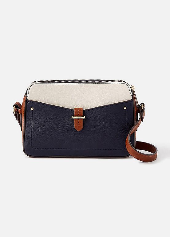 r&r leather zip front crossbody bag