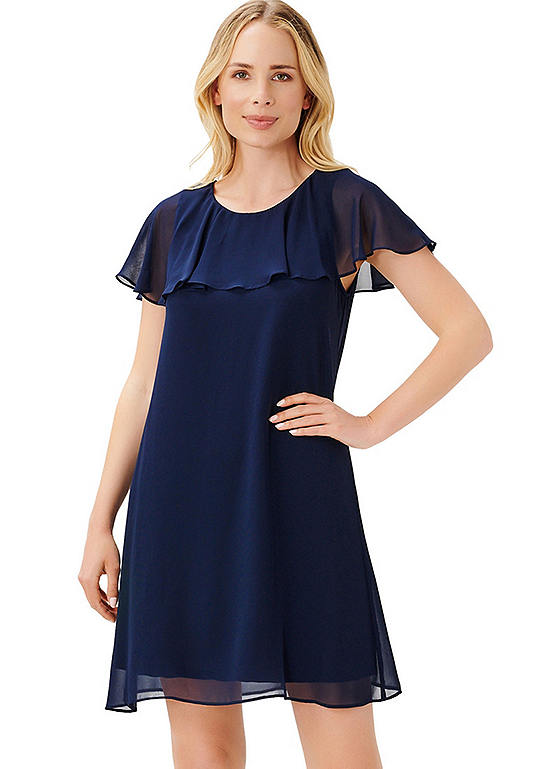 Short Shift Dress with Ruffled Capelet by Adrianna Papell | Look Again