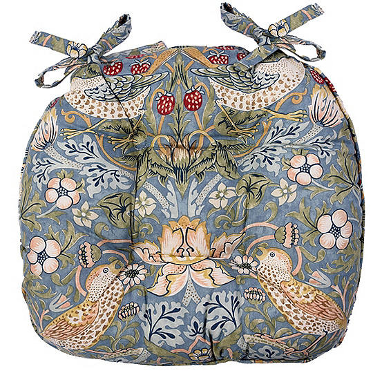 Slate Strawberry Thief 35 x 35 cm Piped Seat Pad by William Morris