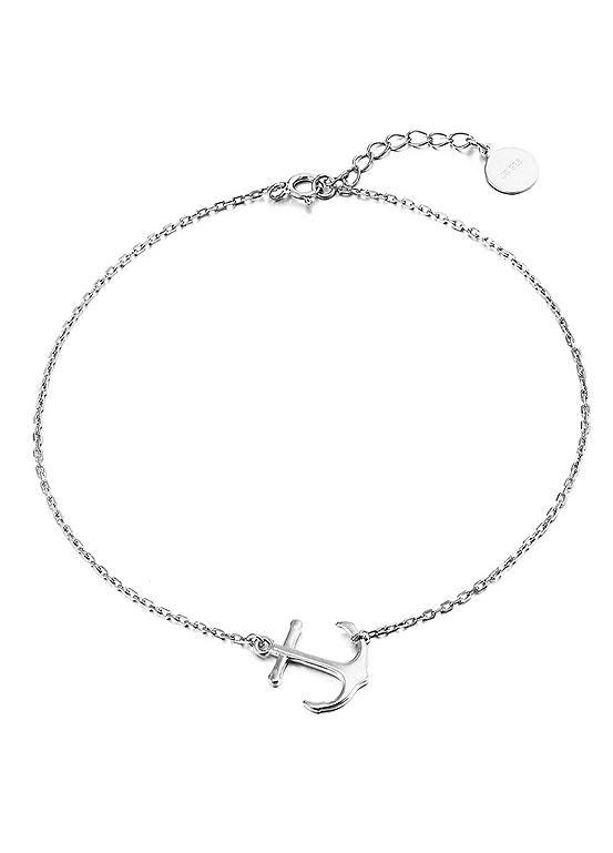 Sterling Silver Anchor Charm Adjustable Anklet by For You Collection