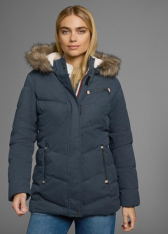 Sustainable Faux Fur Trim Quilted Jacket by Polarino Look Again