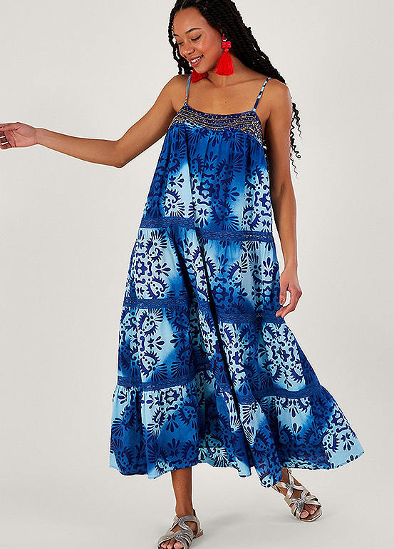 Tile Batik Print Cami Midi Dress by Monsoon | Look Again