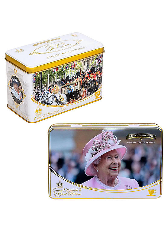 Trooping The Colour Queen Elizabeth II Tea Tin & Queen Elizabeth II Tea ...