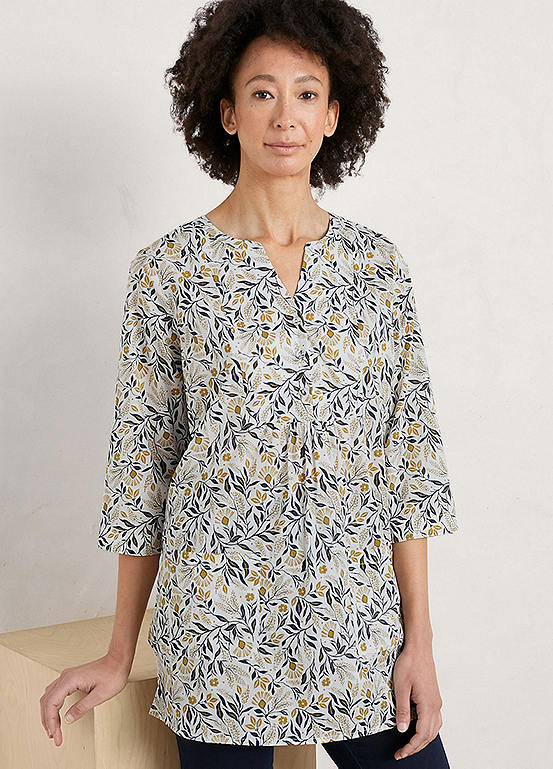 White Aventurier Printed Cotton Tunic by Seasalt Cornwall | Look Again