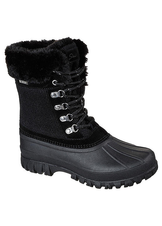 Womens Black Windom Snow Mood Boots by Skechers | Look Again