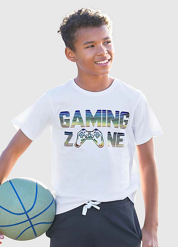Gaming Zone' Print T-Shirt by Kidsworld | Look Again