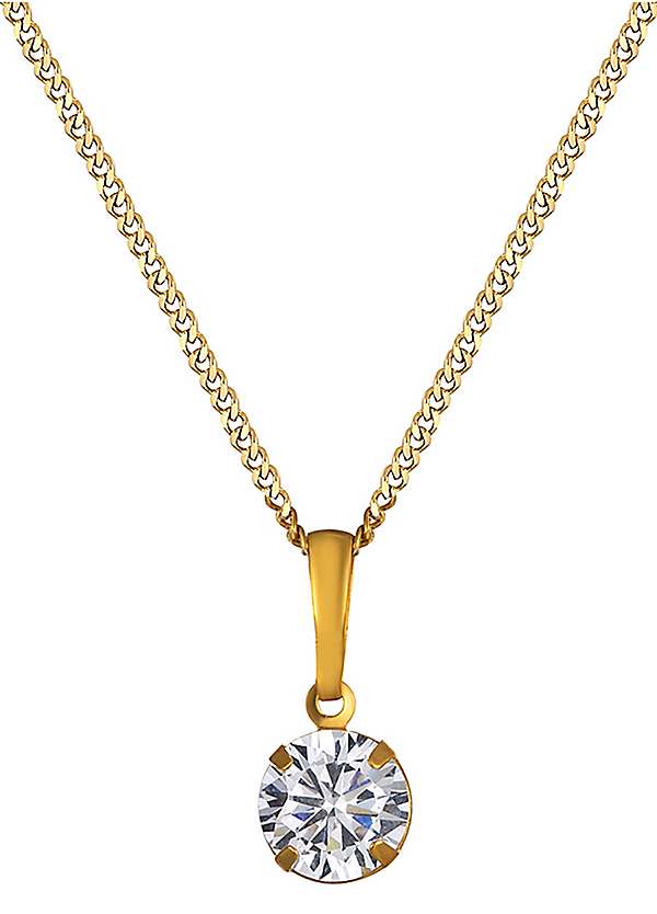 Cubic zirconia solitaire on sale pendant yellow gold