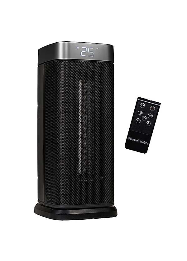 2KW Oscillating Ceramic Heater Silver Trim Square by Russell Hobbs