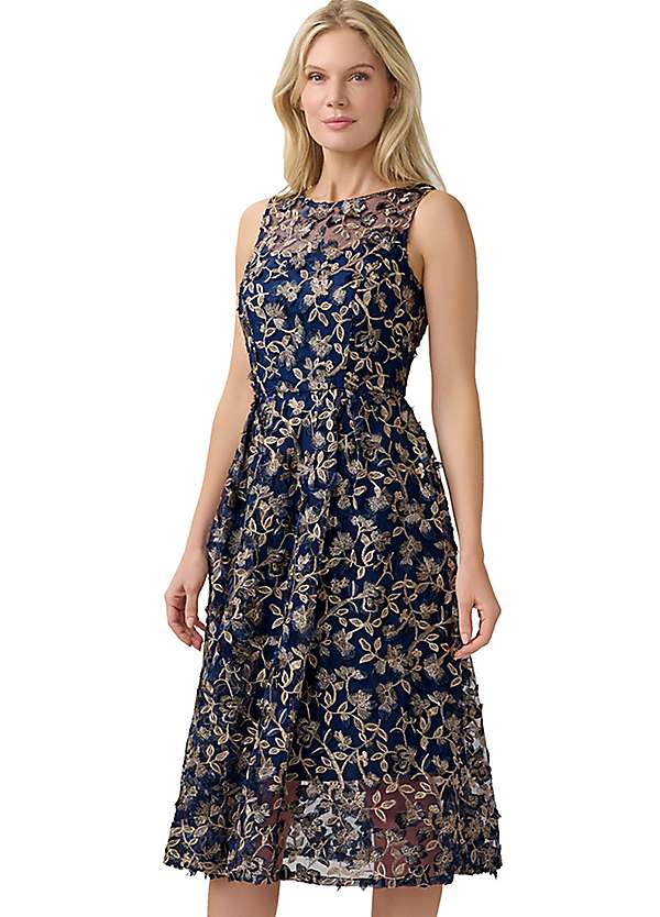 Fit and outlet flare embroidered dress