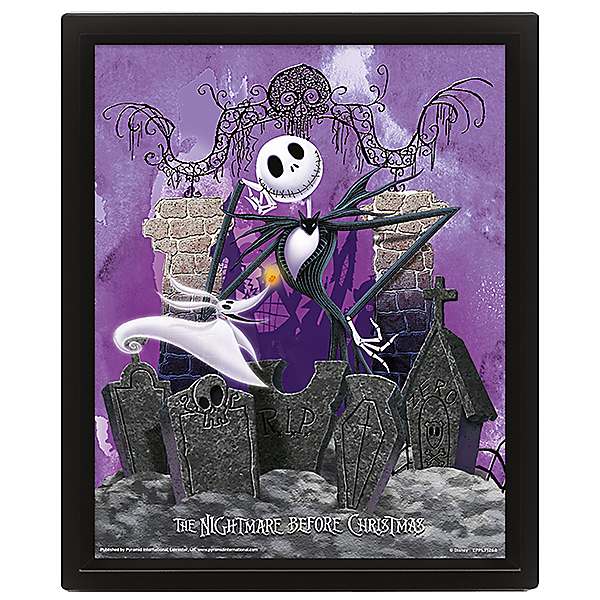 3D Framed Graveyard Print by The Nightmare Before Christmas | Look