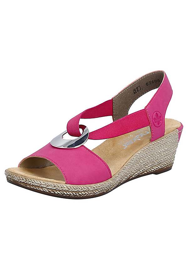 624H6 Ladies Pink Elasticated Sandals by Rieker Look Again