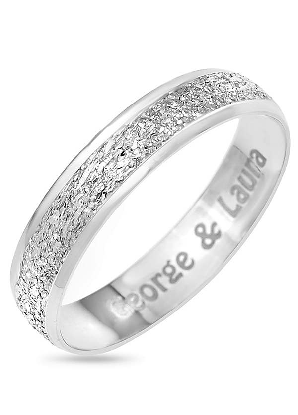 9carat White Gold Sparkle Personalised 4mm Wedding Band Look Again