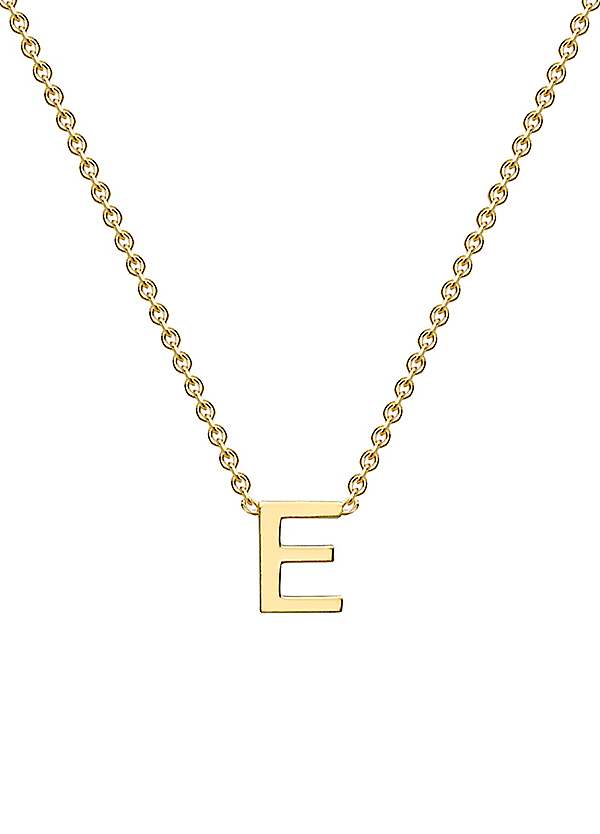 9ct Yellow Gold 'E' Initial Adjustable Necklace by Tuscany Gold