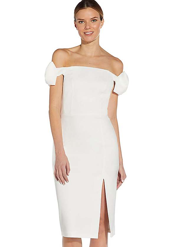 Aidan by Adrianna Papell Off Shoulder Sheath Dress With Bows