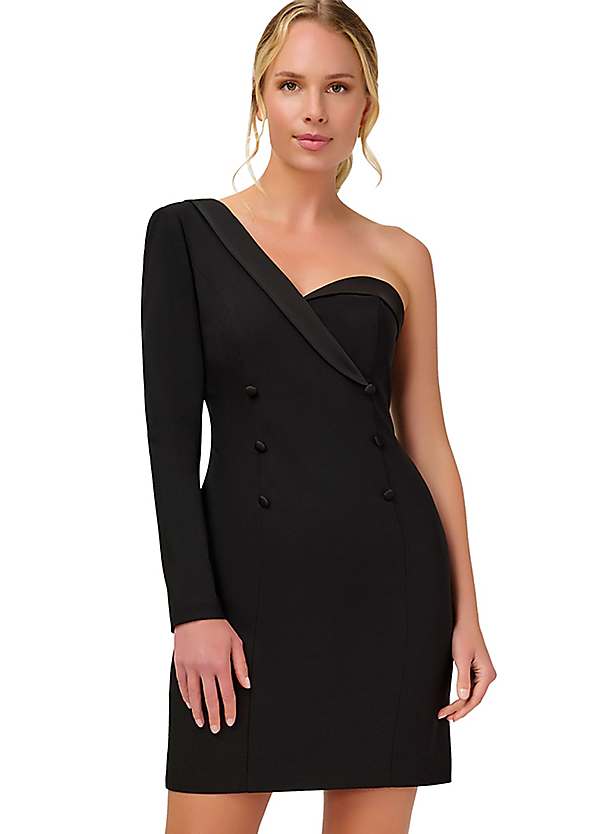 Aidan by Adrianna Papell One Shoulder Tuxedo Dress Look Again