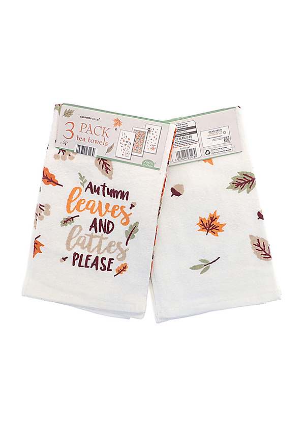 Autumn Leaves Set of 3 Tea Towels 68 x 40cm by Country Club