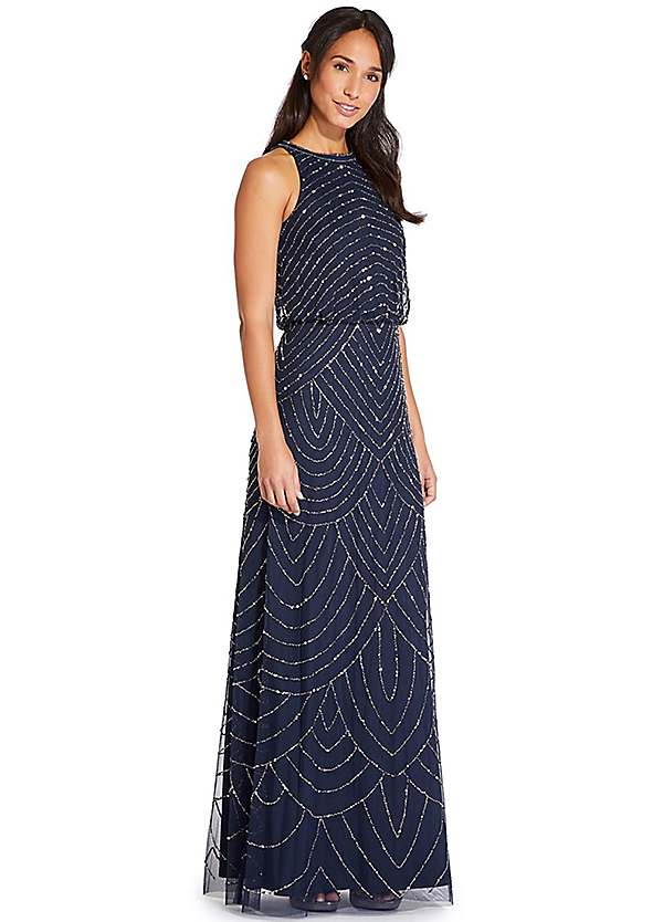 Adrianna papell beaded halter dress sale