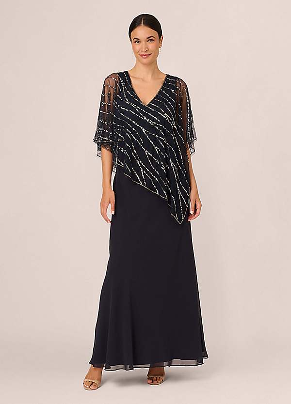 Beaded Popover Midi Dress by Adrianna Papell Look Again