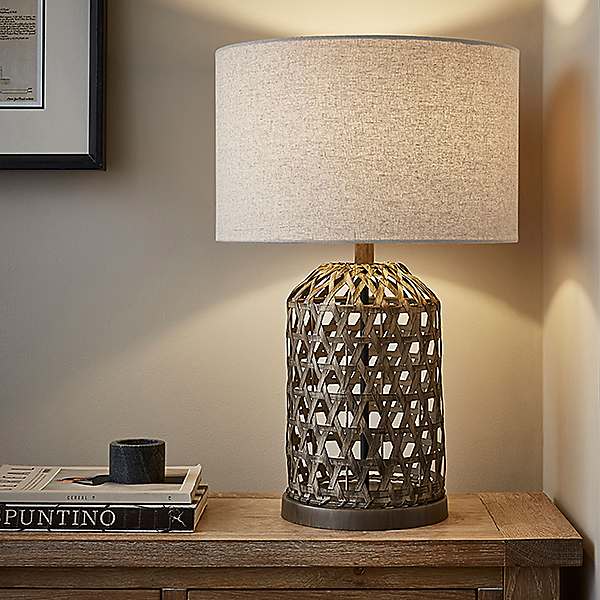 Rattan side online table lamp