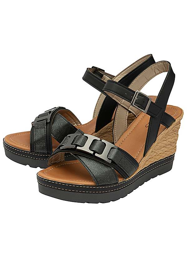 Black Bardolino Sandals by Lotus Look Again