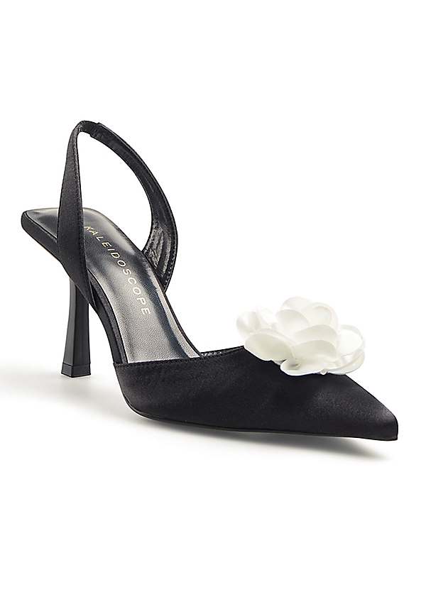 Black Corsage Court Shoes by Kaleidoscope