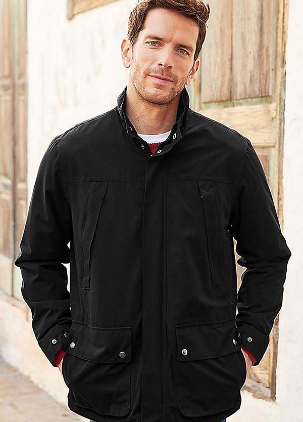 Black Dovedale Fleece Lined Waterproof Jacket by Cotton Traders