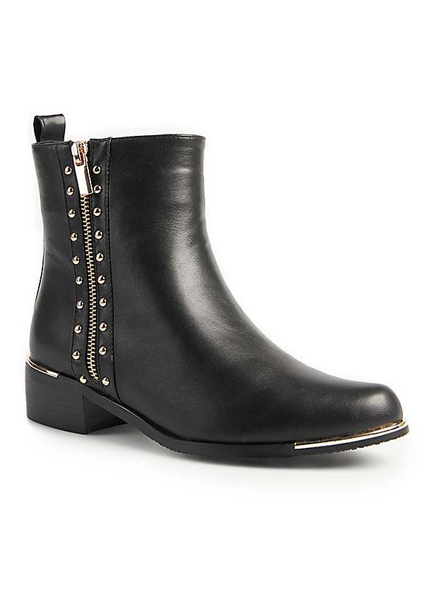 Gold studded best sale black ankle boots