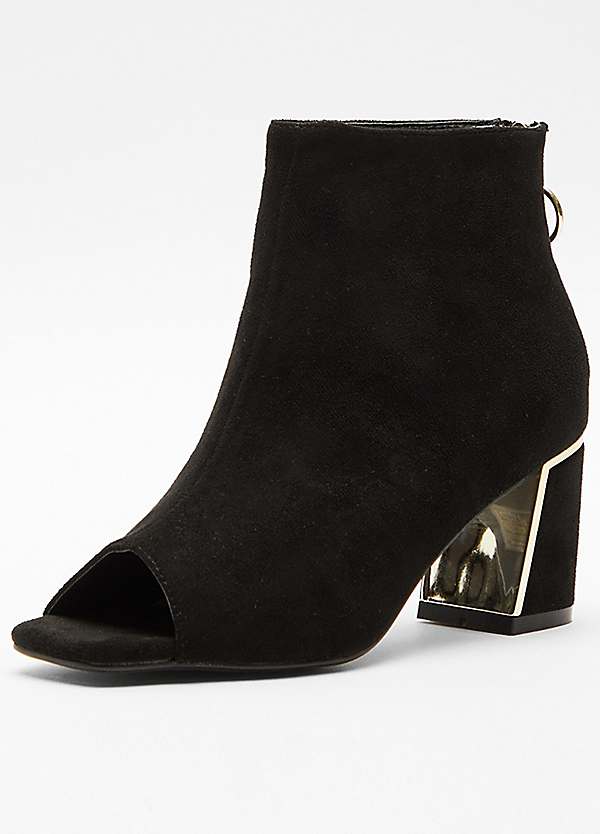 Black booties with gold hot sale heel