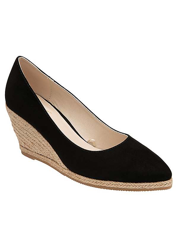 Black wedge court shoes online