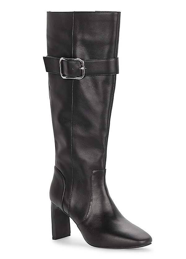 Leather cheap buckle boots