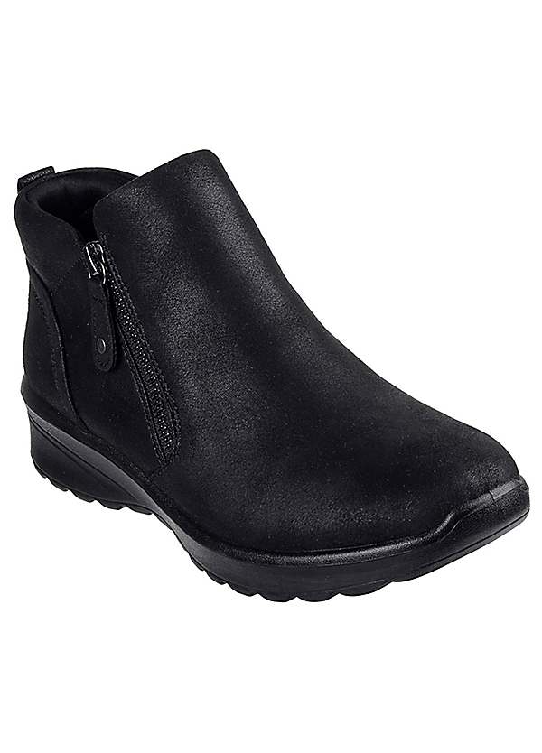 Black Lovely Vibe Fall In Bloom Ankle Boots by Skechers