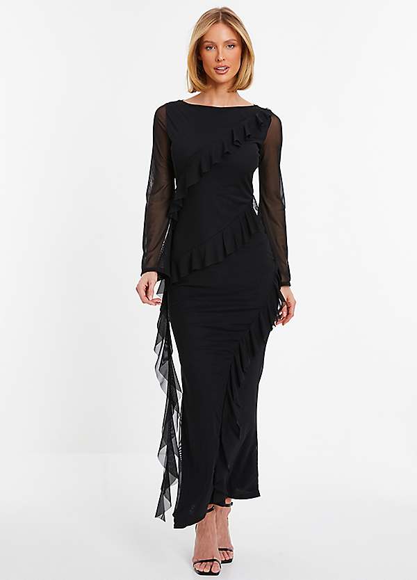 Black flute sleeve dress best sale