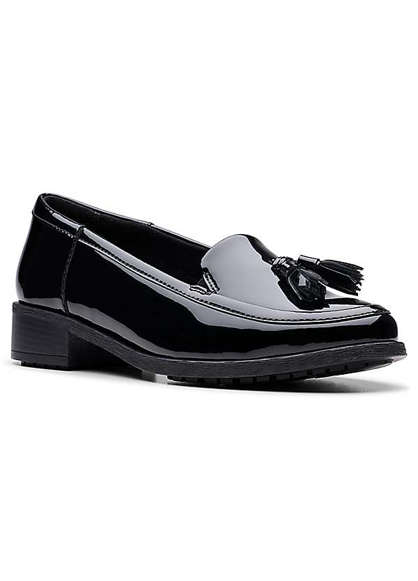 Black Patent Havisham Edge Loafers by Clarks