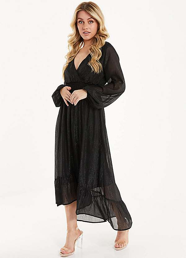 Black Dipped Hem Dress