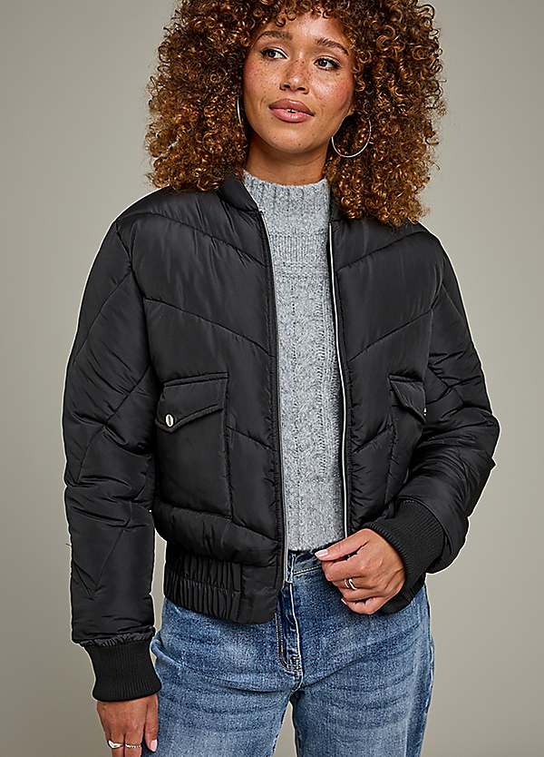 Short padded jacket black online