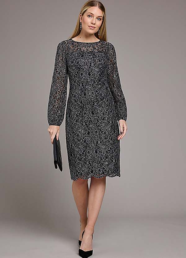 Black/Silver Lace Shift Dress by Kaleidoscope Look Again