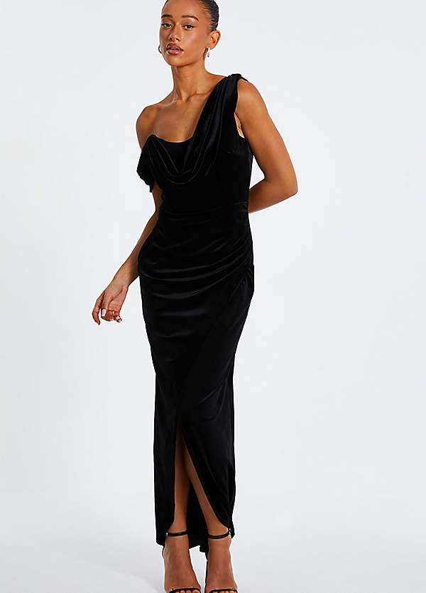 Quiz long black dress best sale