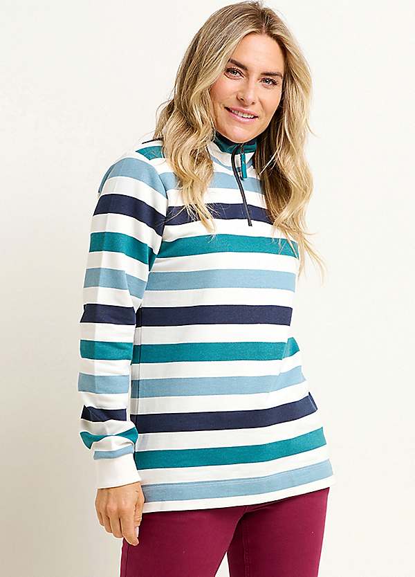 Blue Stripe Quarter Zip Jumper by Brakeburn Look Again