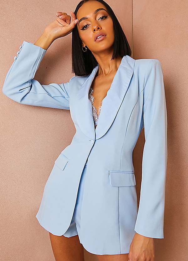 In The Style x Lorna Luxe fitted blazer in blue - part of a set-Blues