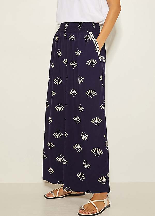 Briana Print Wide Leg Trousers by Monsoon Look Again