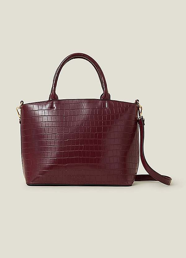 Burgundy Faux Croc Shoulder Bag by Accessorize Look Again