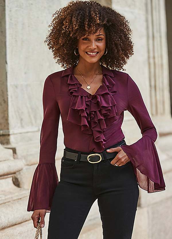 Ruffle style blouse shop