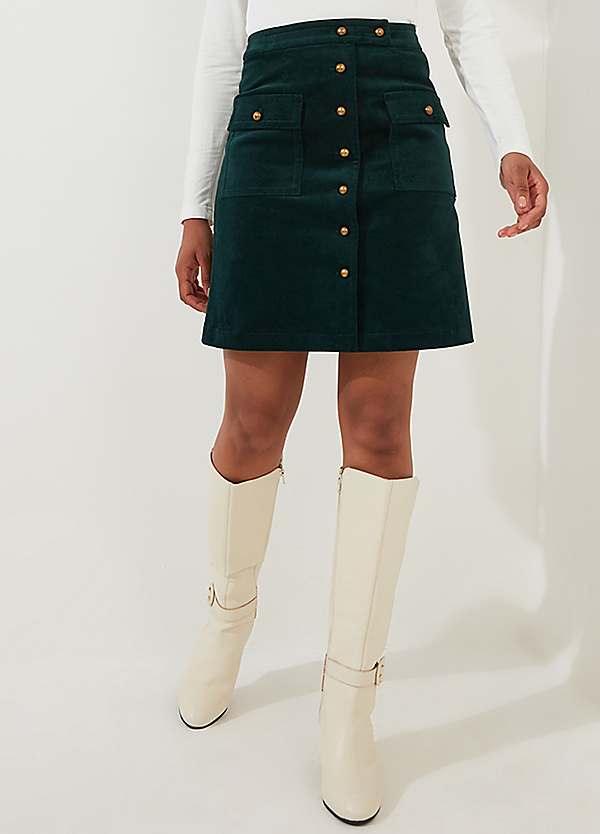 Button front A line wool skirt 2284#