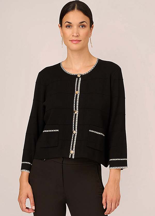 Button Front Tipped Sweater by Adrianna Papell