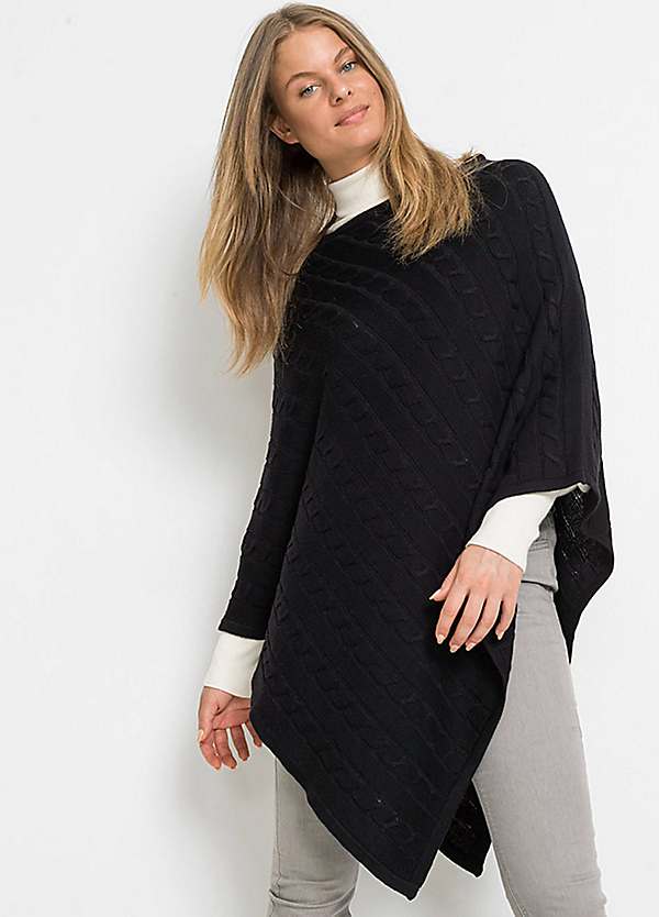 Cable Knit Poncho by bonprix