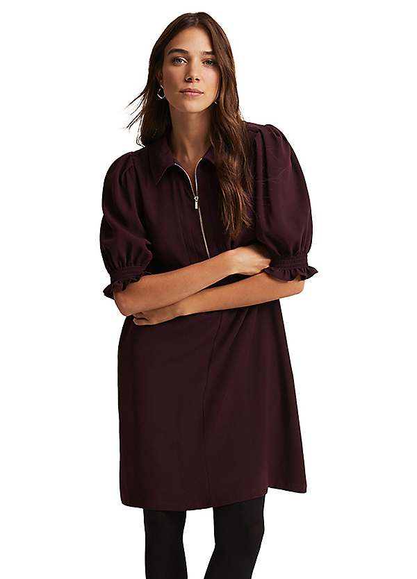 Candice Burgundy Zip Mini Dress by Phase Eight