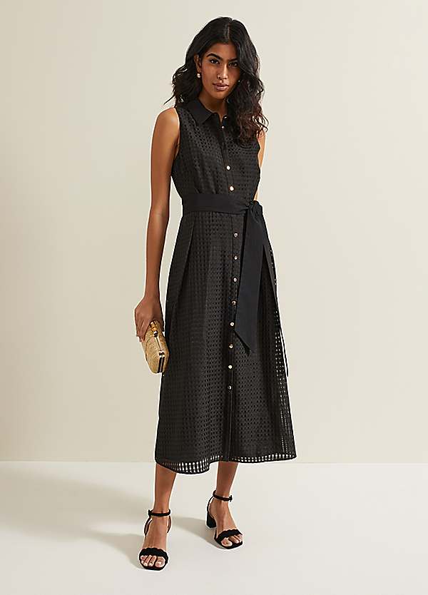 Carey Sleeveless Check Midi Dress by Phase Eight Look Again